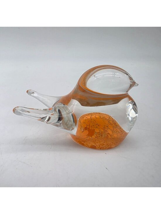 Mikasa Other - Mikasa Glass Bird Figurine Paperwight Orange & Clear Czech Republic 2"